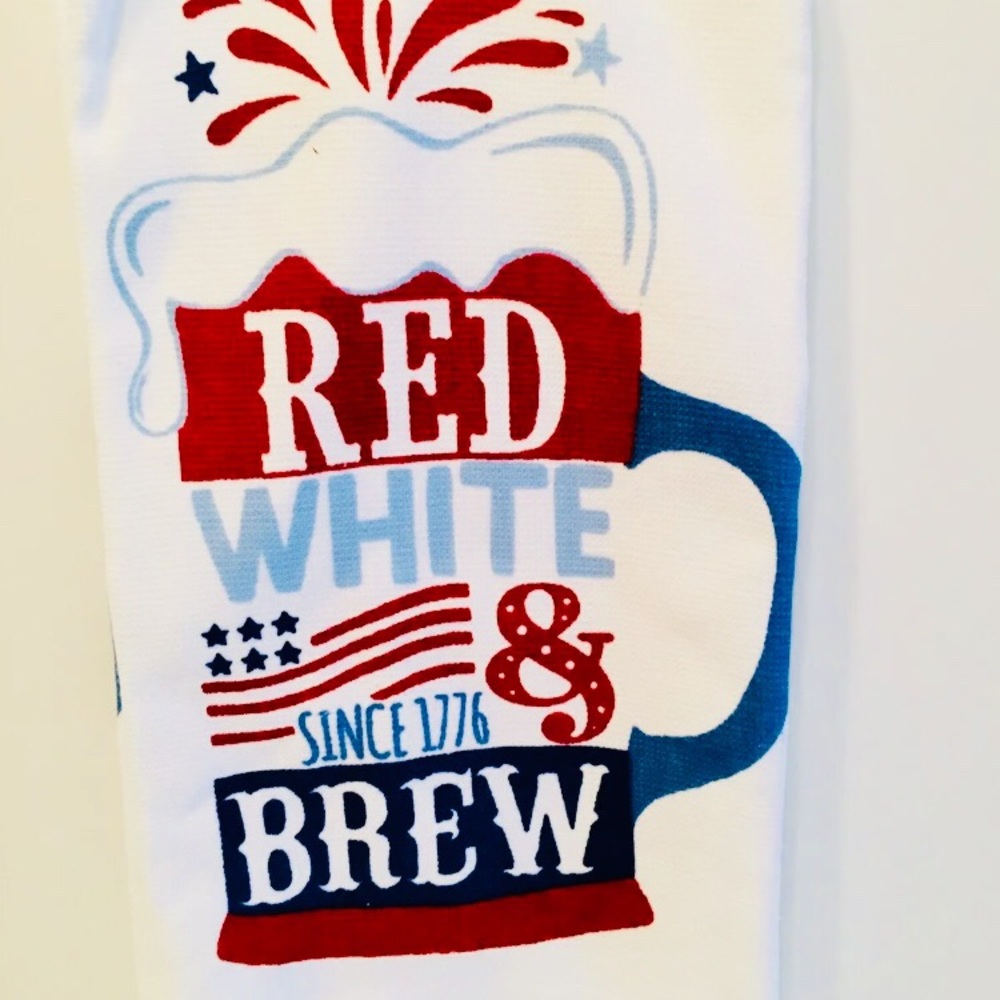 Red White & Brew Beer Mug Kitchen Towel Patriotic